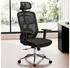 Finebuy Bürostuhl Mesh Schwarz ergonomisch, 120kg, Kopfstütze, Lendenwirbelstütze (FB96541)