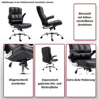 MCW MCW-J21 Bürostuhl Textil, höhenverstellbar, dunkelgrau (MCW-J21) – Bewegung am Arbeitsplatz durch Wippmechanik
