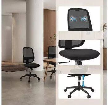 HJH Office Minoro B Bürostuhl Netz-Rückenlehne Synchronmechanik, schwarz (657708) – Atmungsaktive Netz-Rückenlehne für angenehmes Arbeitsklima
