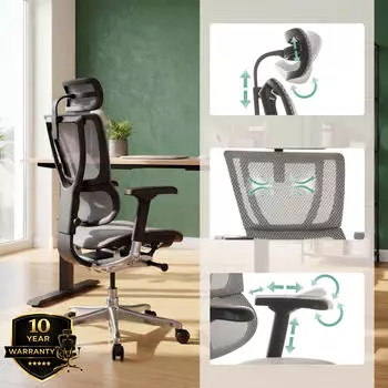 HJH Office Ergohuman Slim GEN2 Bürostuhl Mesh, ergonomisch (Ergohuman Slim GEN2) – Netzstoff-Bezug für Luftzirkulation am Arbeitsplatz