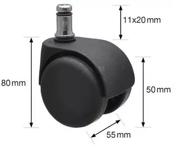 Wagner Bürostuhlrollen HART 5er-Set Ø50mm intervallgebremst 50kg (02500161) – Wagner Bürostuhlrollen HART 5er-Set für harte Böden