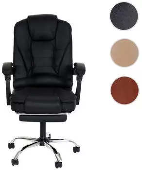 MCW MCW-M80 Bürostuhl Kunstleder ausziehbare Fußstütze, schwarz (MCW-M80) – Kunstleder-Bezug vereinfacht die tägliche Pflege