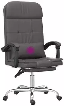 vidaXL B&uuml;rostuhl mit Massagefunktion Grau Kunstleder (349709)