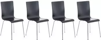 CLP Pepe Besucherstuhl 4er-Set, Holzsitz, Metallgestell, schwarz (152678601)