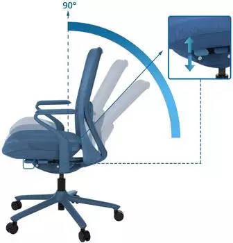 HJH Office Vervio Bürodrehstuhl ergonomisch Stoff/Netzstoff Blau – Synchronmechanik unterstützt Bewegung am Arbeitsplatz