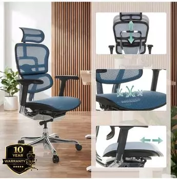 HJH Office Ergohuman GEN2 Chefsessel Netzstoff Blau (652278) – Bewegliches Sitzen für gesunde Körperhaltung