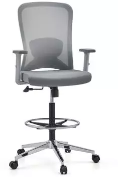HJH Office Top Work 44 W Counterstuhl Mesh Fu&szlig;ring, Grau