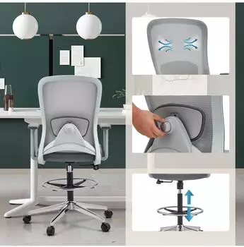 HJH Office Top Work 44 W Counterstuhl Mesh Fußring, Grau – HJH Office Top Work 44 W – Anpassung an individuelle Sitzbedürfnisse
