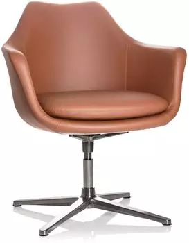 HJH Office ARTEMIA Loungesessel Kunstleder Braun, drehbar mit Armlehnen (600988)