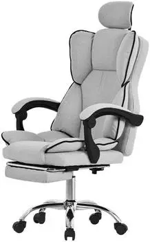 ML-Design B&uuml;rostuhl ergonomisch, h&ouml;henverstellbar, mit Kopf- & Fu&szlig;st&uuml;tze, hellgrau