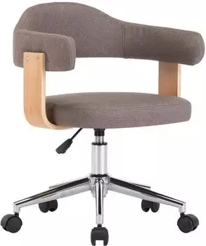 vidaXL Drehbarer B&uuml;rostuhl Taupe, Bugholz und Stoff (3054841)