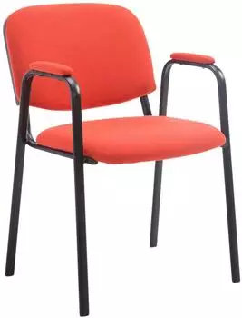 CLP Ken Pro 4er Set Stapelstühle Stoff gepolstert mit Armlehnen, rot (319088) – CLP Ken Pro 4er Set – Freischwinger mit Stoffpolsterung für komfortable Besprechungen