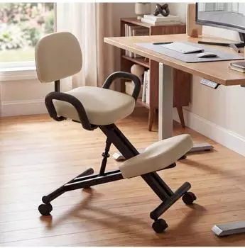 MCW Kniestuhl mit R&uuml;ckenlehne Q22, h&ouml;henverstellbar, Kunstleder, creme-beige (MCW-Q22)