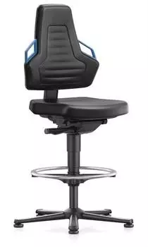 Bimos Nexxit 3 Arbeitsdrehstuhl Gleiter Kunstleder schwarz, Griff blau (9031-MG01-3277)