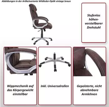 MCW Bürostuhl MCW-A71, Textil Wildleder-Optik, braun (MCW-A71) – MCW Bürostuhl MCW-A71 mit Wildleder-Optik für langfristigen Einsatz