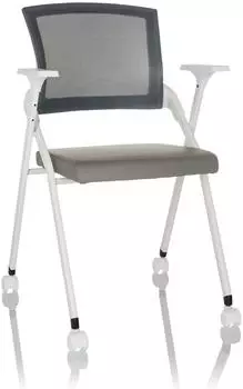 HJH Office Priority II W Klappstuhl Netzstoff/PU Kunstleder mit Armlehnen, grau (719244)