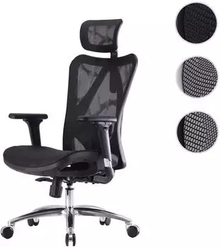 SIHOO Bürostuhl ergonomisch, verstellbare Armlehnen, schwarz, 150kg – SIHOO Bürostuhl mit Lendenwirbelstütze