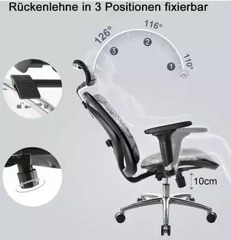 SIHOO Bürostuhl ergonomisch, verstellbare Armlehnen, schwarz, 150kg – Ergonomische Unterstützung für den Arbeitsalltag