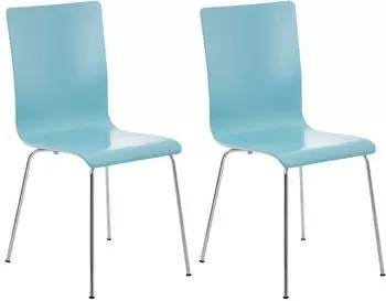 CLP Besucherstuhl Pepe 2er-Set, Holzsitz, Metallgestell, hellblau