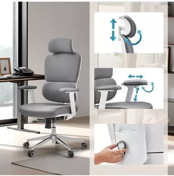 HJH Office Ergomy WF 2 Bürostuhl ergonomisch Stoff Grau (991102) – HJH Office Ergomy WF 2 – ergonomischer Bürostuhl mit Synchronmechanik