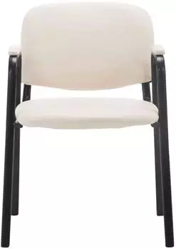 CLP Ken Pro Stapelstuhl 4er-Set, Kunstleder, Armlehnen, creme (Ken Pro) – Stapelfunktion für wechselnde Raumanforderungen