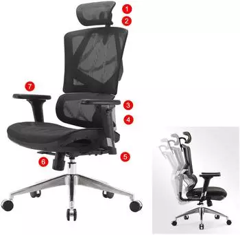 SIHOO J89 B&uuml;rostuhl ergonomisch, Mesh, schwarz, 3D-Armlehnen (800000501995)