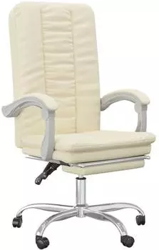 vidaXL B&uuml;rostuhl mit Liegefunktion, creme, Kunstleder (349720)