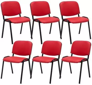 CLP Besucherstuhl Ken Kunstleder, stapelbar, rot, 6er-Set (KEN)