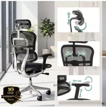HJH Office Ergohuman Gen2 Bürostuhl Netzrücken Stoff Sitz schwarz (652305) – HJH Office Ergohuman Gen2 – Ergonomischer Drehstuhl mit Netzrücken