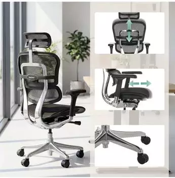 HJH Office Ergohuman Gen2 Bürostuhl Netzrücken Stoff Sitz schwarz (652305) – Anpassungsfähige Mechanik unterstützt natürliche Bewegung