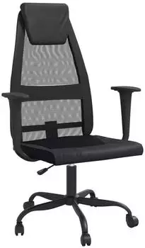 vidaXL B&uuml;rostuhl h&ouml;henverstellbar, Netzstoff & Kunstleder, Schwarz (353023)