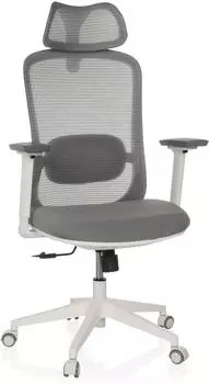 HJH Office MIKEO G B&uuml;rostuhl Netzr&uuml;cken, Kopfst&uuml;tze, Lordosenst&uuml;tze, grau (MIKEO G)
