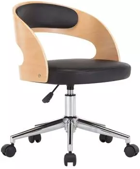 vidaXL Drehbarer B&uuml;rostuhl Bugholz und Kunstleder, schwarz (3054845)