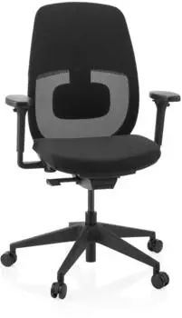 HJH Office Skandis B&uuml;rostuhl ohne Kopfst&uuml;tze, 3D-Netzr&uuml;cken, 4D-Armlehnen, schwarz (609005)