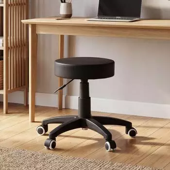 Finebuy Arbeitshocker mit Rollen, gepolstert, Kunstleder schwarz (SuVa2753_1)