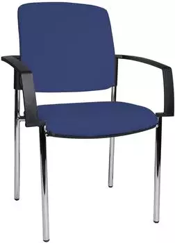 Topstar Medical 10 Besucherstuhl mit Armlehnen, blau, 4-Fuß-Gestell chrom (KH190AD26)