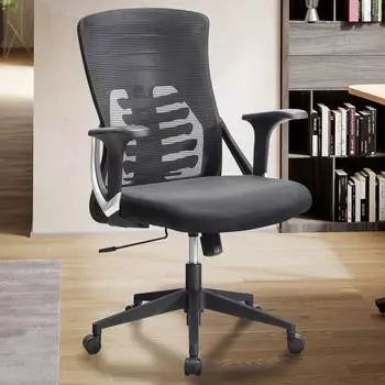 Finebuy Schreibtischstuhl Mesh schwarz, ergonomisch, 120kg (FB58806)