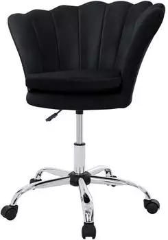 ML-Design Drehstuhl Samt, h&ouml;henverstellbar, Muschelr&uuml;ckenlehne, schwarz