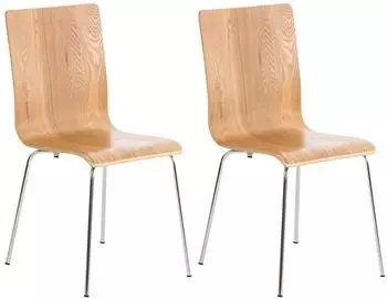 CLP Pepe 2er-Set Besucherstuhl, Holzsitz, Metallgestell, eiche