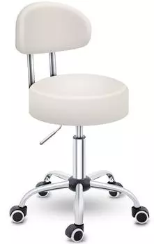 Tresko Rollhocker mit Lehne, h&ouml;henverstellbar 46-58cm, beige (ABH-013)