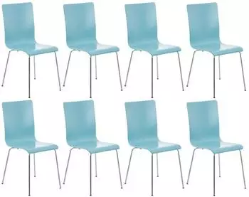 CLP Pepe Besucherstuhl 8er-Set, Holzsitz, hellblau