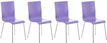 CLP Pepe 4er-Set Besucherstuhl, Holzsitz, Metallgestell, lila