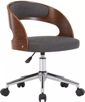 vidaXL Drehbarer Bürostuhl, Bugholz und Stoff, grau (3054846)