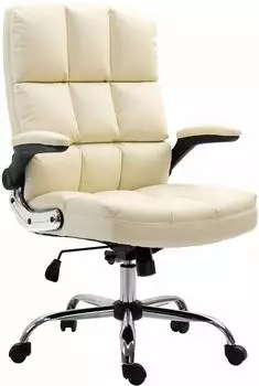 Mendler HWC-J21 Chefsessel höhenverstellbar, Kunstleder, creme (HWC-J21)