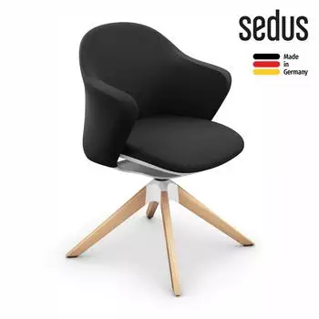 Sedus se:flair Schalenstuhl mit Armlehnen, 4-Fu&szlig;-Holzgestell, schwarz (FR-820/112)