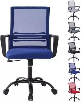 MCC Germany B&uuml;ro-Drehstuhl Netz, gepolstertes Sitzkissen, Lendenwirbelst&uuml;tze, blau