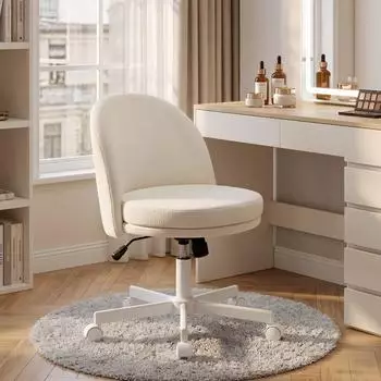 HomCom Schreibtischstuhl Chenille-Optik, h&ouml;henverstellbar, creme (921-973V00CW)