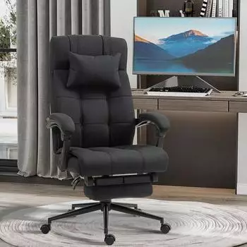 Vinsetto B&uuml;rostuhl h&ouml;henverstellbar mit Fu&szlig;st&uuml;tze, schwarz (921-282V00BK)
