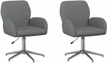 vidaXL Drehstuhl 2er-Set, Stoff, dunkelgrau, h&ouml;henverstellbar (3428296)