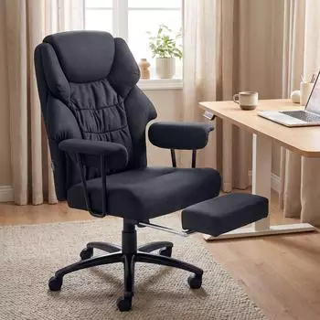 HomCom B&uuml;rostuhl mit 3D-Massage, Fu&szlig;st&uuml;tze, hohe R&uuml;ckenlehne, schwarz